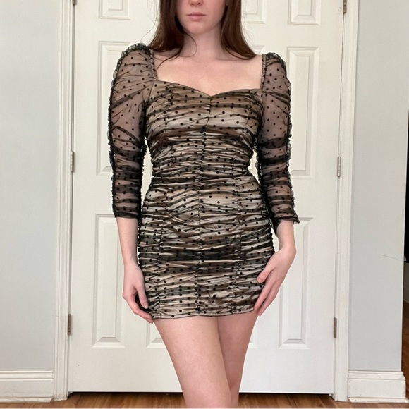 DO+BE | Ruched Polka Dot Dress - Picture 2 of 7